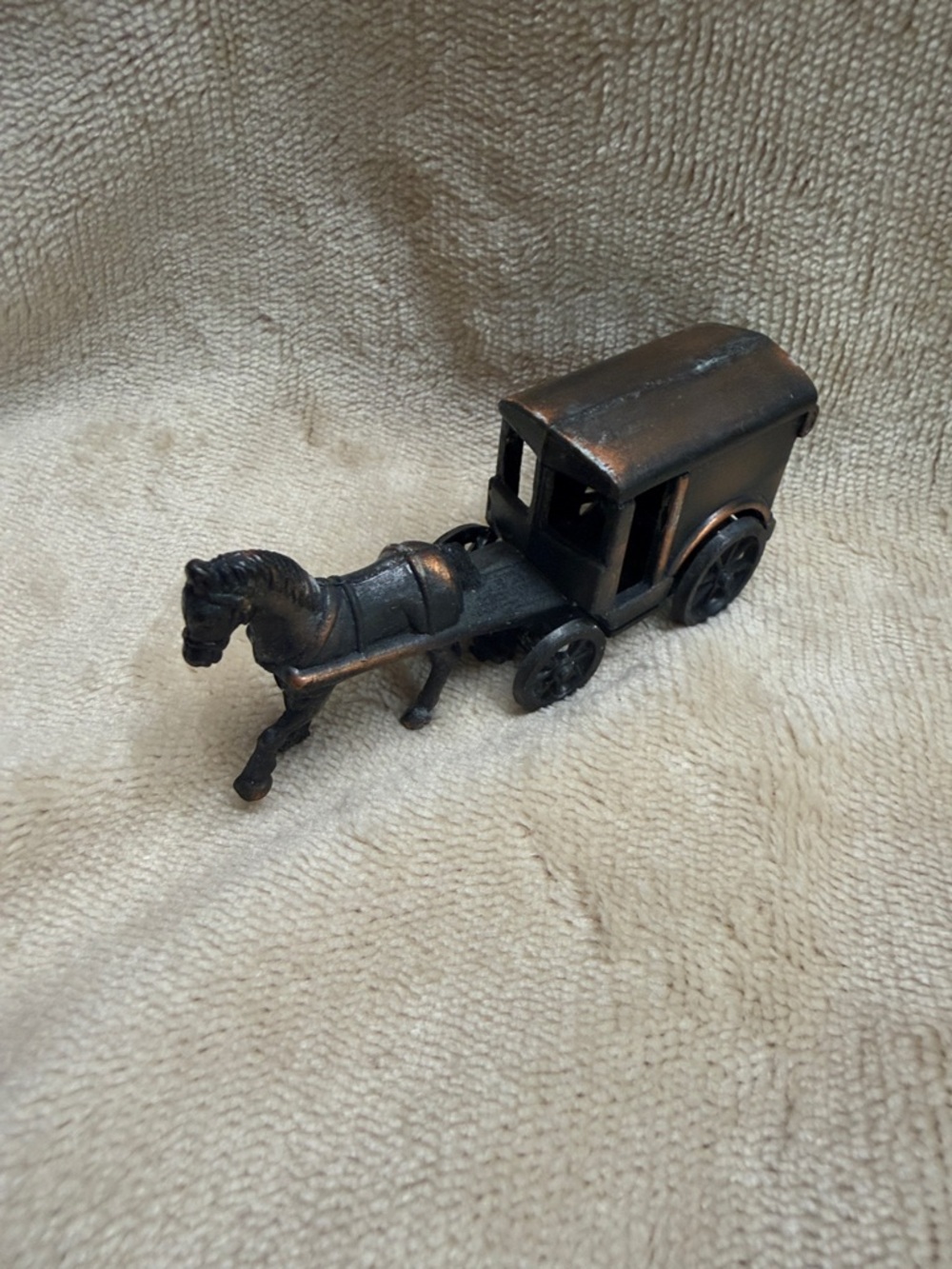 Vintage Bronze Horse-Drawn Carriage Figurine that doubles as a pencil sharpener